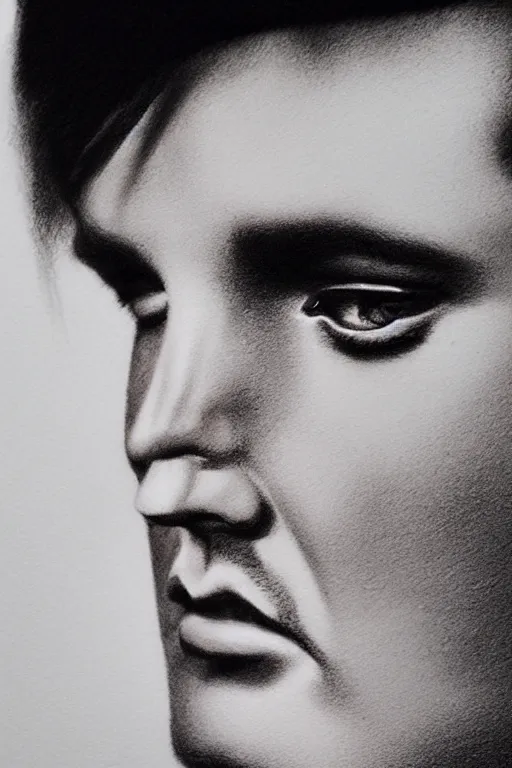 Prompt: elvis presley, gorgeous, ethereal, close - up portrait, intricate, elegant, volumetric lighting, scenery, pencil drawing, highly detailed, artstation, sharp focus, illustration, concept art, ruan jia, steve mccurry