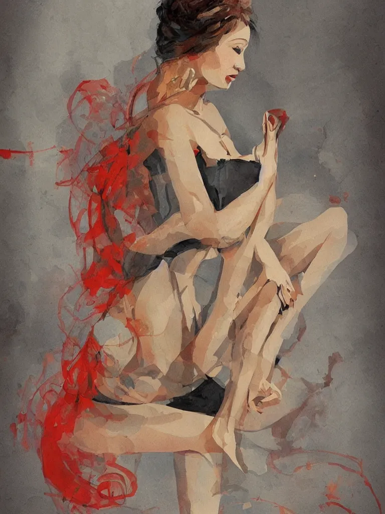 Image similar to a beautiful painted illustration a woman by alexandra dvornikova,