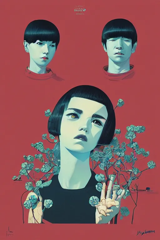 Prompt: portrait of a landscape as a musical album cover by james jean by ilya kuvshinov kintsugi