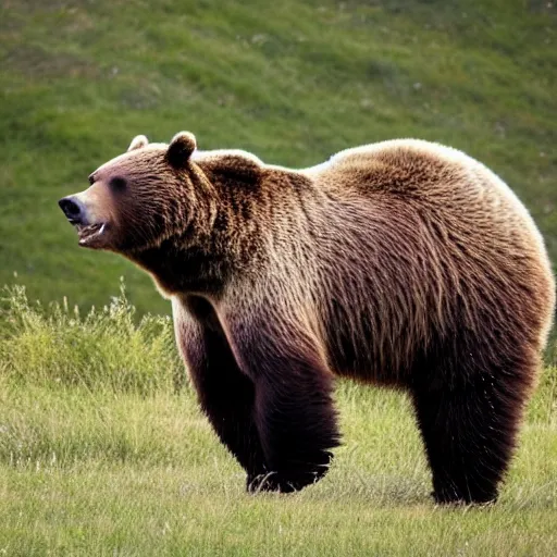 Prompt: Grizzly bear riding a horse.