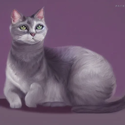 Image similar to a gray cat with completely purple eyes in a palace, digital Painting, ultradetailed, artstation, oil Painting, ultradetailed, artstation