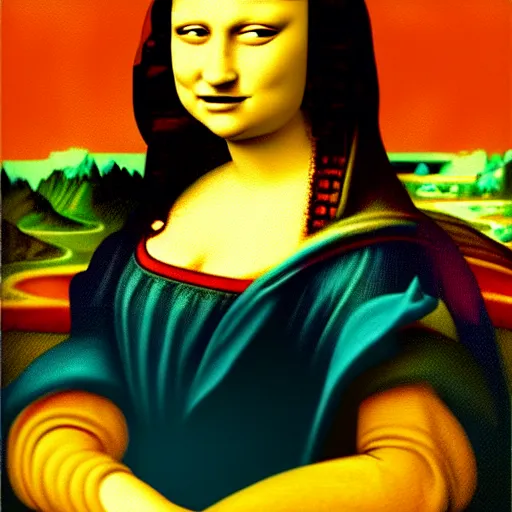 Image similar to a portrait of Super Mario in the style of the Mona Lisa