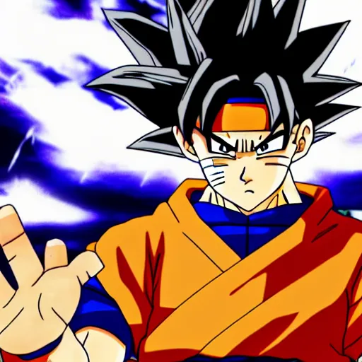 Prompt: goku in naruto shippuden