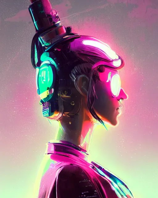 Image similar to detailed side profile portrait Neon Operator Girl, cyberpunk futuristic neon, reflective puffy coat, decorated with traditional Japanese ornaments by Ismail inceoglu dragan bibin hans thoma greg rutkowski Alexandros Pyromallis Nekro Rene Maritte Illustrated, Perfect face, fine details, realistic shaded, fine-face, pretty face