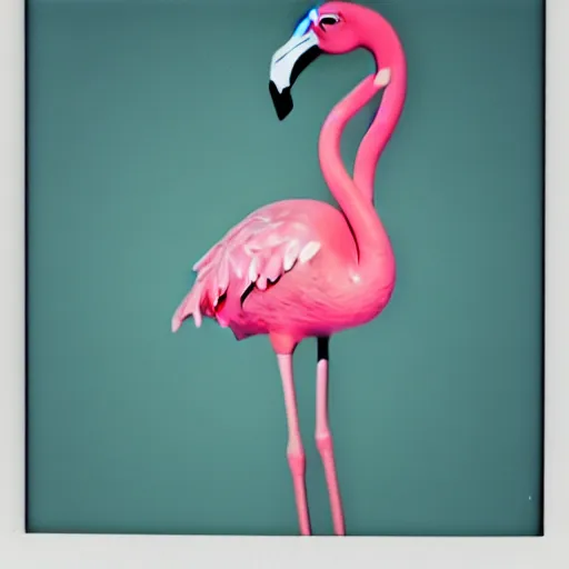 Prompt: flamingo midcentury polaroid