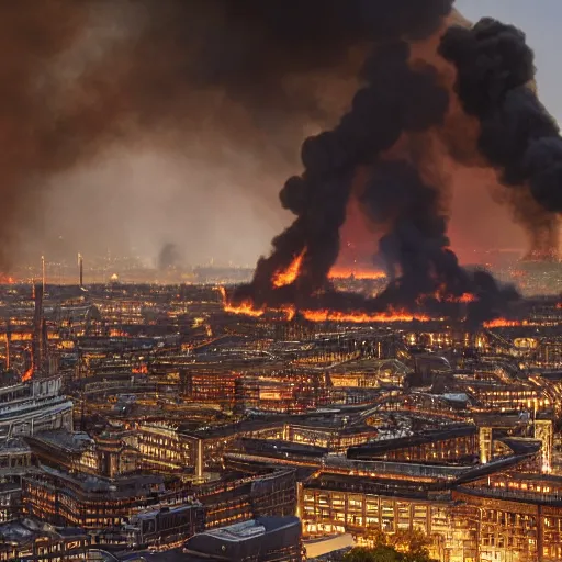 Prompt: a photo of the great fire of london , 4k