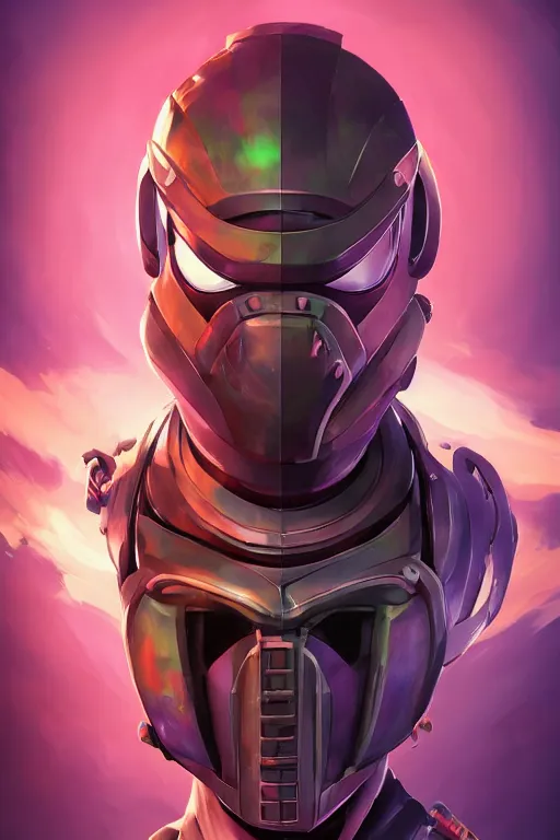 Image similar to epic mask helmet robot ninja portrait stylized as fornite style game design fanart by concept artist gervasio canda, behance hd by jesper ejsing, by rhads, makoto shinkai and lois van baarle, ilya kuvshinov, rossdraws global illumination radiating a glowing aura global illumination ray tracing hdr render in unreal engine 5