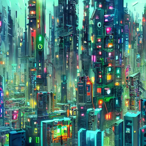 Image similar to cyberpunk city, in the style of roberto matta