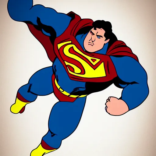Prompt: an overweight superman