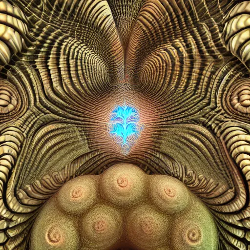 Prompt: Fractal, 3d fractal render, 3d mandelbulb fractal, 3d mandelbox, 3d mandelbulber, 3d, visual depth, shadowing, sense of scale, peacock feathers, 3d fractal, 8k, artstation