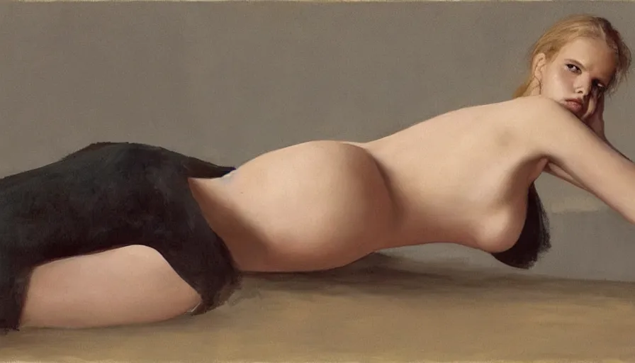 Prompt: painting by borremans, lara stone posing, detailed, stunning