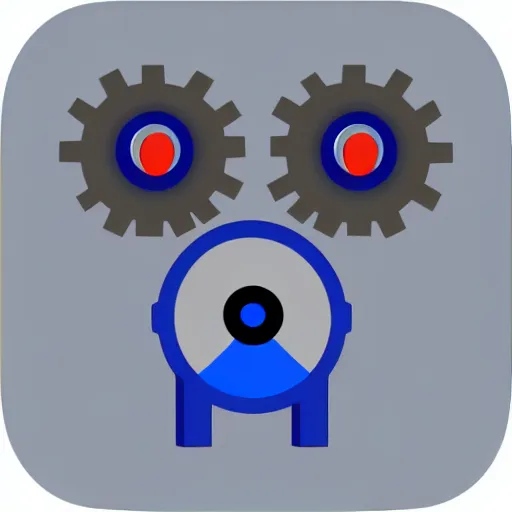 Image similar to a vectorized, 3 d, blue - grey gear, robot icon