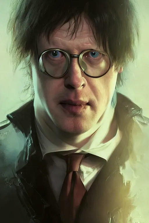 Prompt: Boris Johnson as Neo from Matrix in glasses stoping bullets, Boris Johnson hairstyle, full body realistic portrait, highly detailed, muscular body, digital painting, artstation, concept art, smooth, sharp focus, illustration, cinematic lighting, art by artgerm and greg rutkowski and alphonse mucha