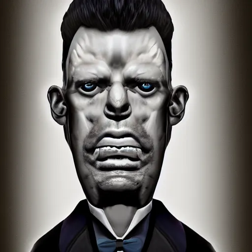 Image similar to cyclopean giant in a tuxedo, digital portrait, 4 k, trending on artstation