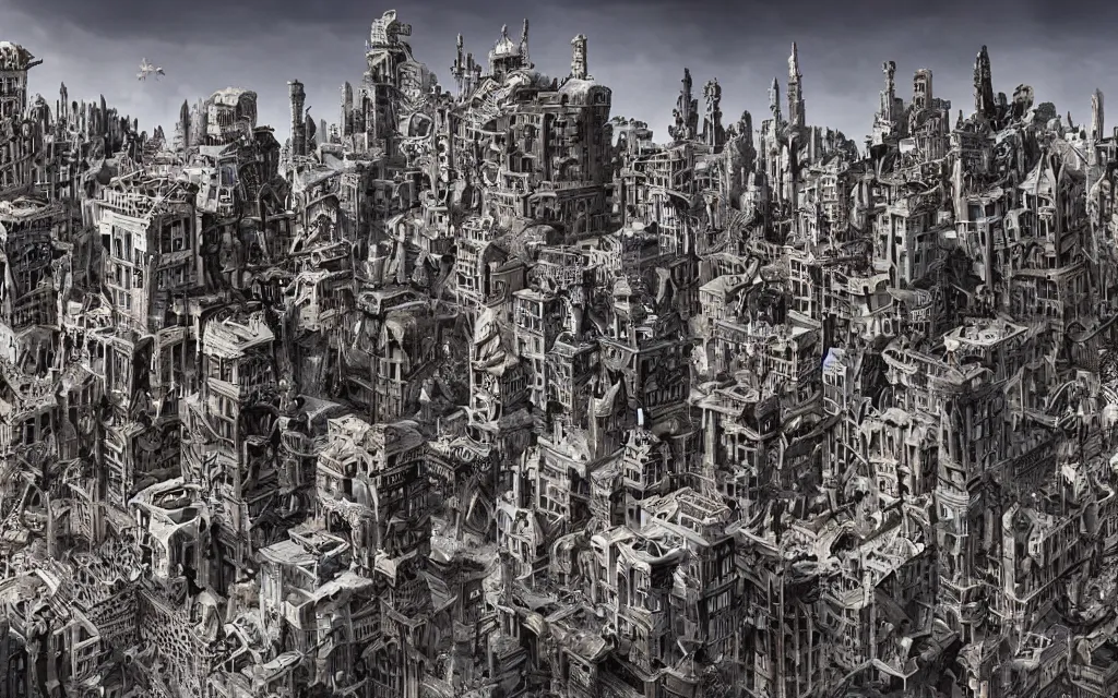 Image similar to A city constructed entirely from bone, bone city, jagged architecture, digital art