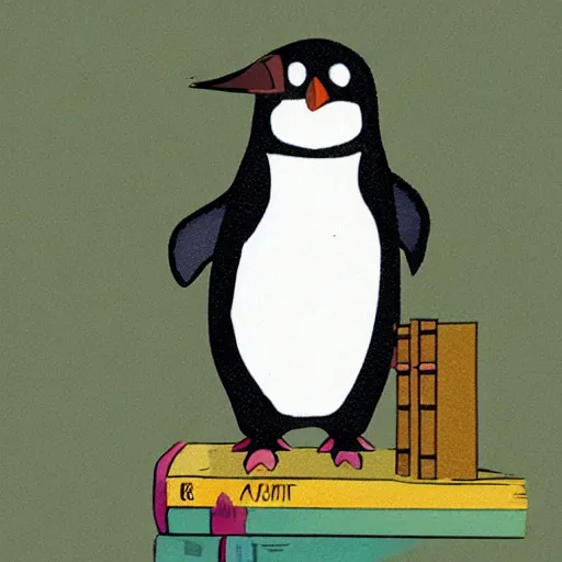 Prompt: a small penguin, storybook illustration