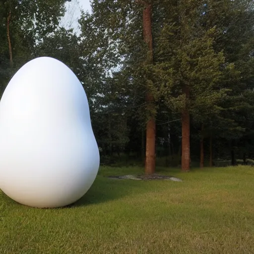 Prompt: many white egg shaped spheres intersect and merge into a parametric building designed by antti lovag