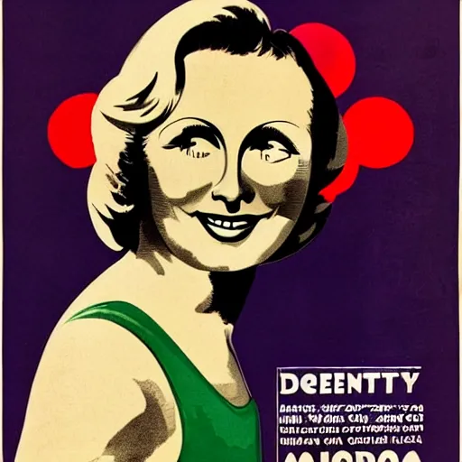 Prompt: a 1 9 2 8 colorful poster. happy, healthy, beautiful, smiling, sporty, glowing greta garbo in decent swim wear.