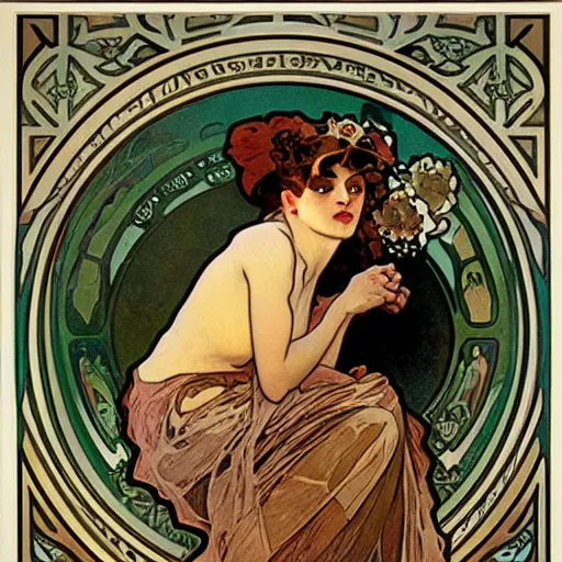 Image similar to water by alphonse mucha