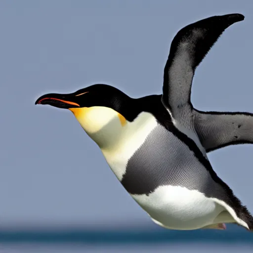 Prompt: a penguin flies around earth