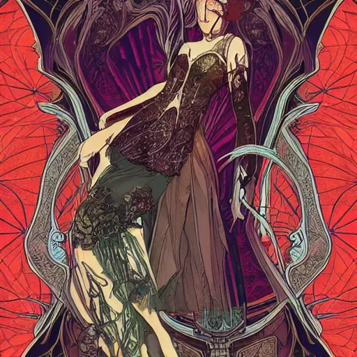 Prompt: art nouveau daydreaming, chaos, night, rot, blood, epic art, dark souls, highly complex and intricate, trending on artstation