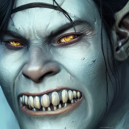 Prompt: portrait of an female orc, Matte painting , detailed painting, greg rutkowski