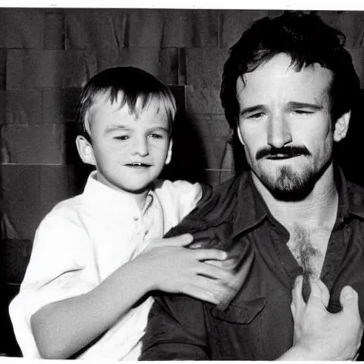 Image similar to young Robin Williams playing a young Walter White