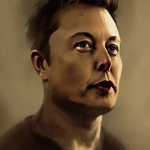 Prompt: portrait of elon musk, very detailed, art contest winner on behance, trendy on deviant art, by artgem, greg rutkowski