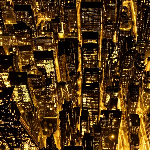 Image similar to photo of a power grid city at night birds eye view inception cinematic