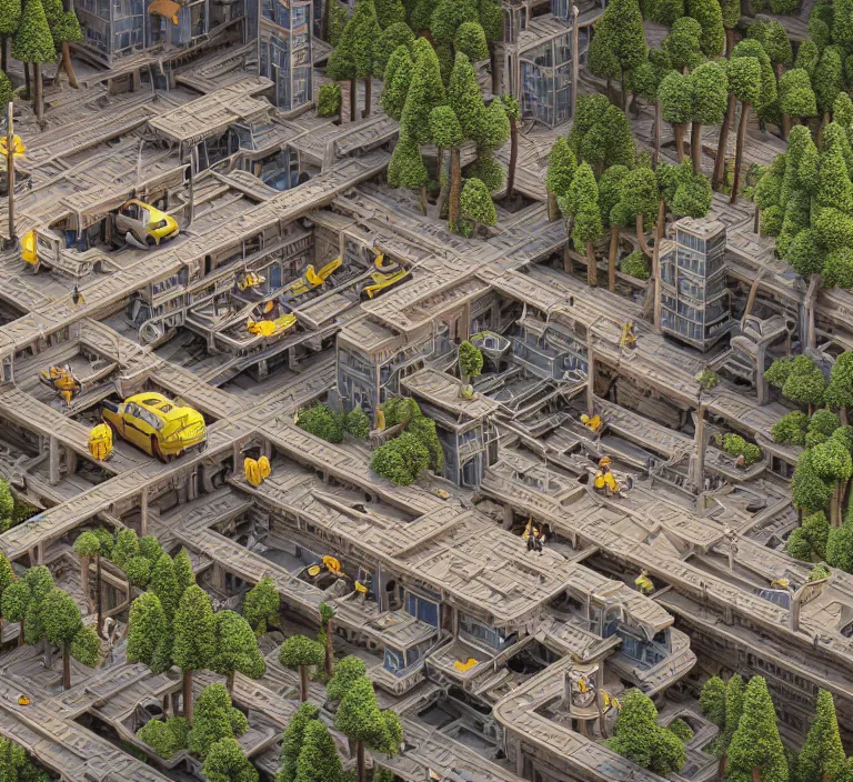 Image similar to hyperrealism photography hyperrealism concept art of highly detailed beavers builders that building highly detailed futuristic city by wes anderson and hasui kawase and scott listfield sci - fi style hyperrealism rendered in blender and octane render volumetric natural light