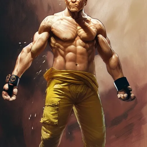 Image similar to anthony carrigan as sagat from street fighter, 4 k, ultra realistic, detailed focused art by artgerm and greg rutkowski and alphonse mucha