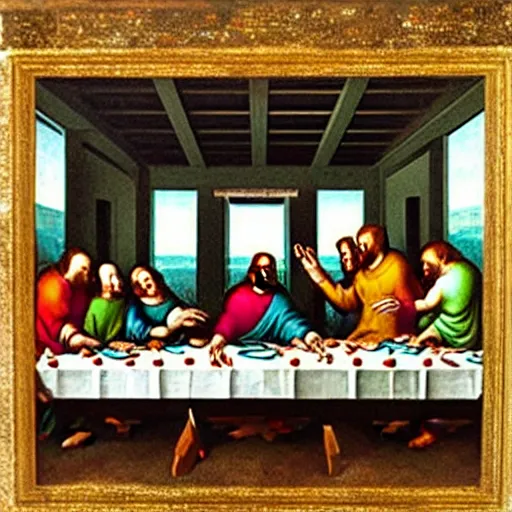 Image similar to robots in the last supper raphael