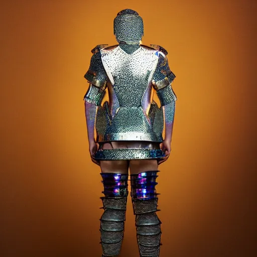Image similar to a portrait of a beautiful young male wearing an alexander mcqueen armor made of holographic scales , photographed by andrew thomas huang, artistic