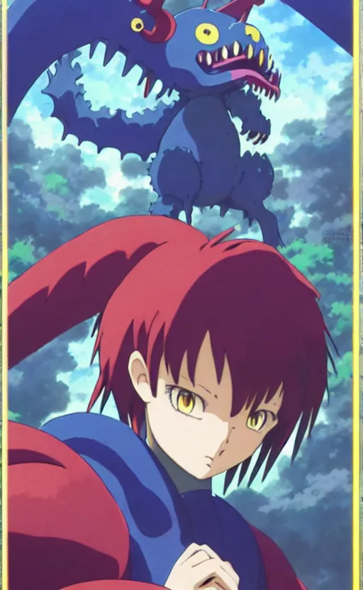 Prompt: a monster rancher card from 1 9 5 0, illustration, concept art, anime key visual, trending pixiv fanbox, by wlop and greg rutkowski and makoto shinkai and studio ghibli and kyoto animation and ken sugimori, symmetrical facial features, cute monster companion, box art