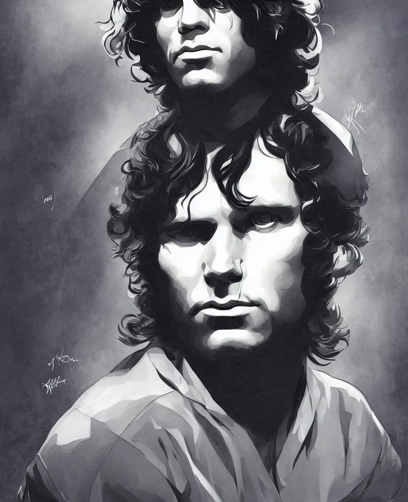 Prompt: portrait of jim morrison by yukito kishiro, depth perception, hyper detailled, trending on artstation