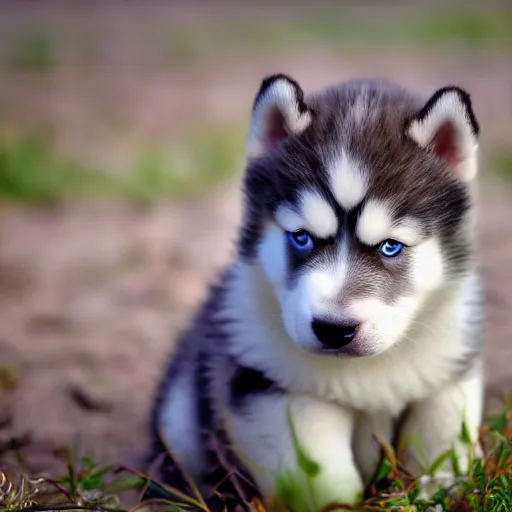 Prompt: High definition photo of husky puppies, 8k resolution, award winning, cute, nature photography