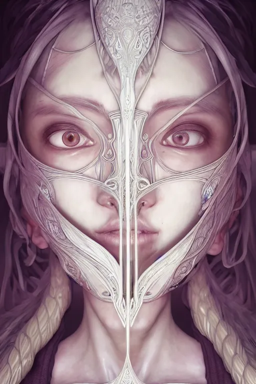 Prompt: symmetry!! cancer!! female portrait, beautiful, detailed white long hair, elf ears, intricate assassin armor and hidden face mask, melting, complex 3 d render by ilya kuvshinov, alphonse mucha, ryohei hase, dramatic lighting, intricate, highly detailed, final fantasy, sharp focus, luminous, unreal engine 5 highly rendered, blender, deviant