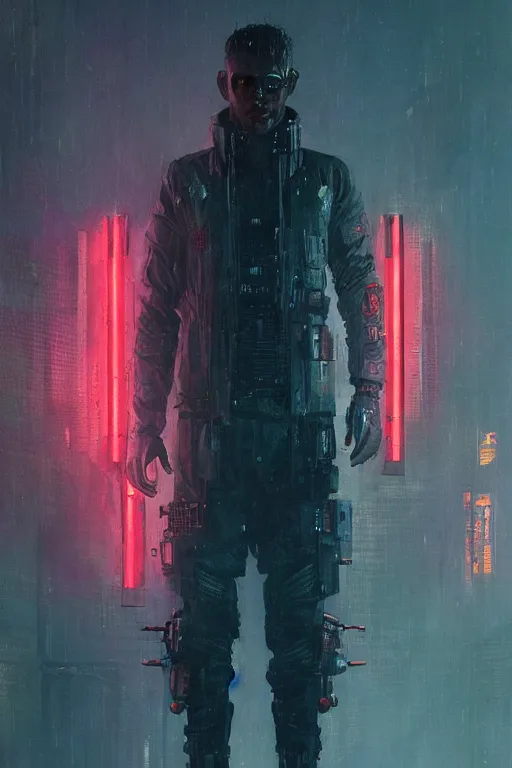 Prompt: soldier from blade runner 2 0 4 9, cyberpunk futuristic neon. decorated with traditional japanese ornaments by ismail inceoglu dragan bibin hans thoma greg rutkowski alexandros pyromallis nekro rene maritte illustrated, perfect face, fine details, realistic shaded, fine - face, pretty face