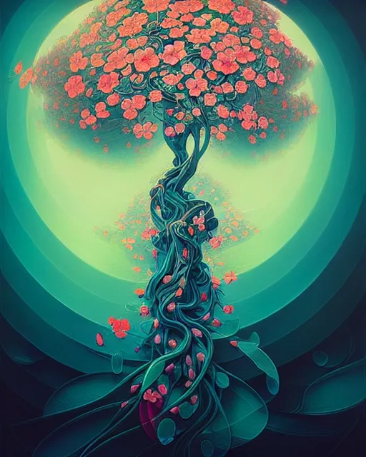 Prompt: Delaunay's floral tree wallpaper, chinoiserie pattern, peter mohrbacher, alena aenami