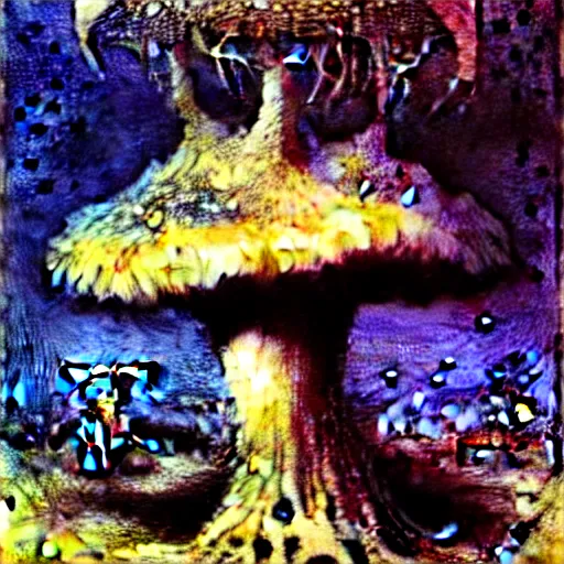 Image similar to strange mushroom by beksinski, luis royo and arthur rackham