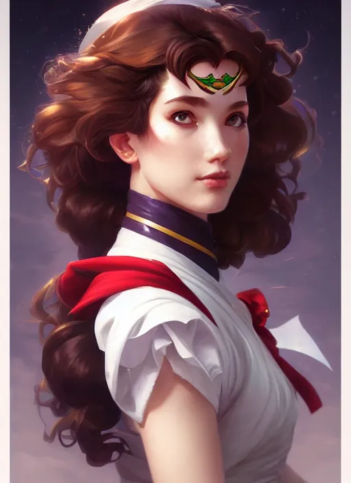 Prompt: asymmetry!! portrait of sailor jupiter!! gorgeous face, intricate, elegant, highly detailed, digital painting, artstation, concept art, smooth, sharp focus, illustration, art by ross tran artgerm and greg rutkowski and alphonse mucha, 8 k