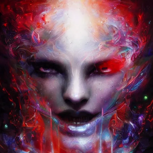 Prompt: universal consciousness unfolding by raymond swanland, highly detailed, bright tones