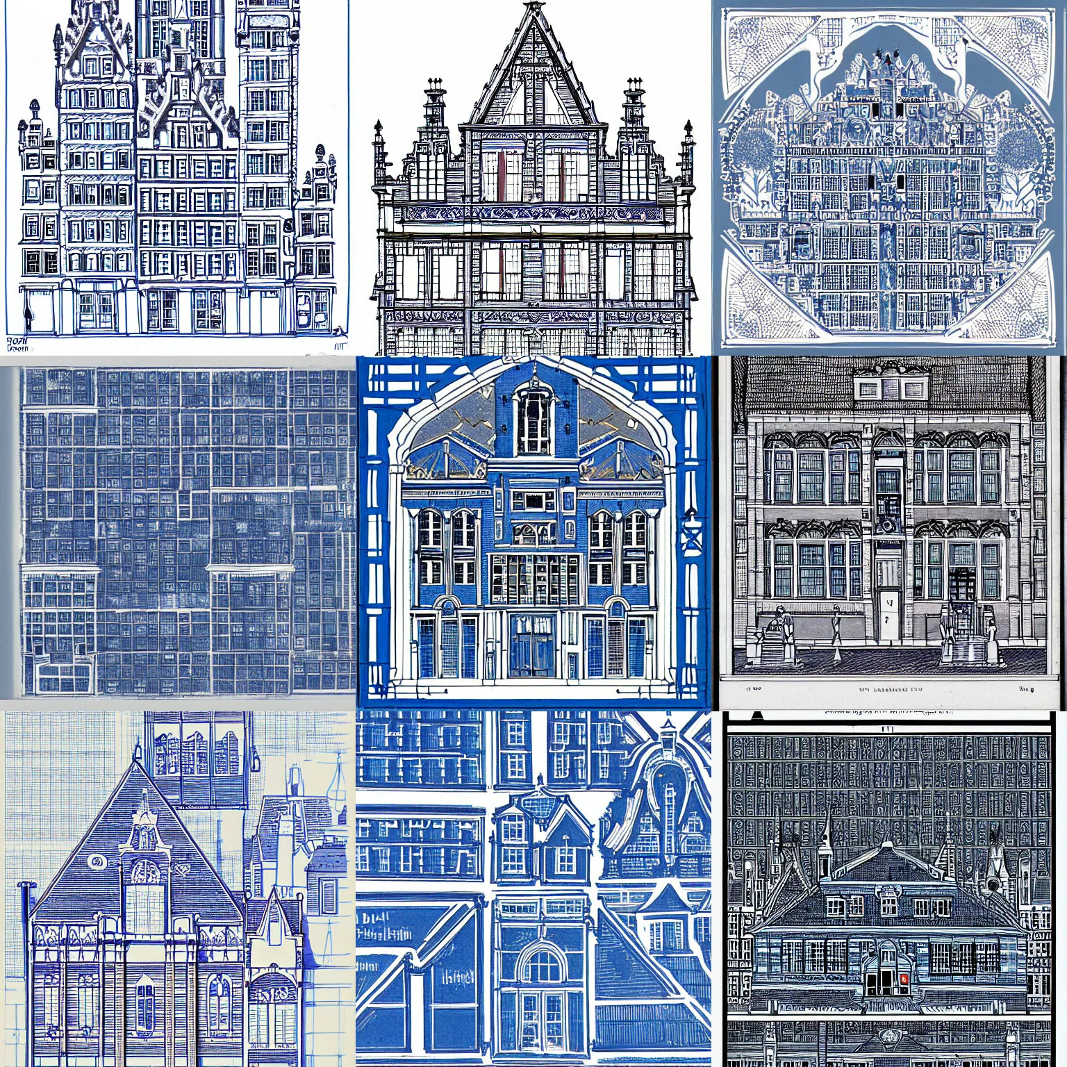 Prompt: delft, blueprint