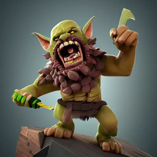 Prompt: barbarian goblin hybrid clash of clans, clash royale, concept art, octane render, unreal engine 5, highly detailed, high quality, 8 k, soft lighting, realistic face, path traced