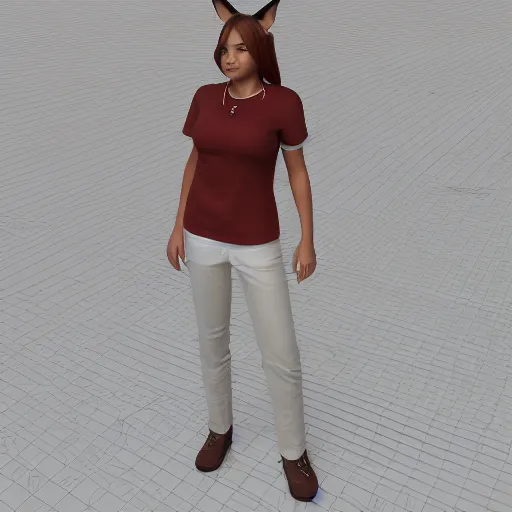 Prompt: 3D model anthro female Lynx Casual