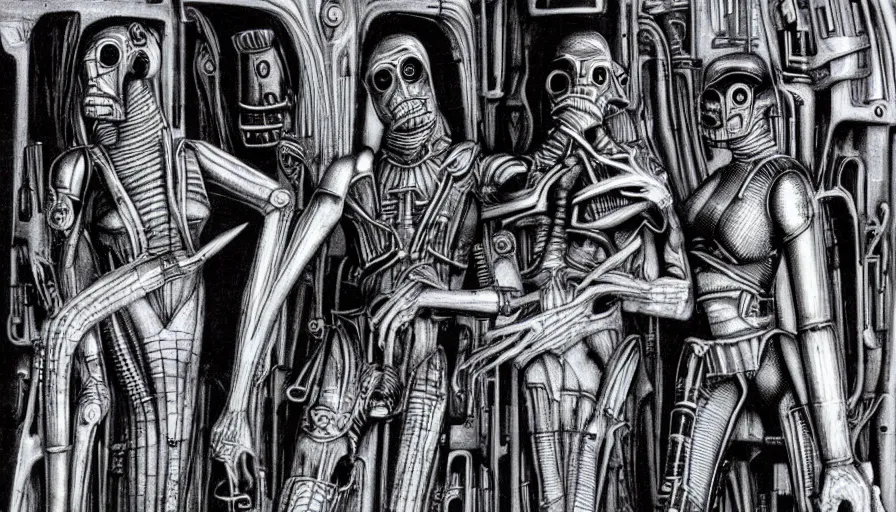 Image similar to mos eisley designed by hr giger