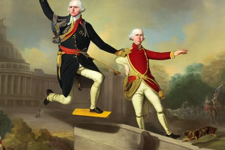 Image similar to george washington doing a kickflip