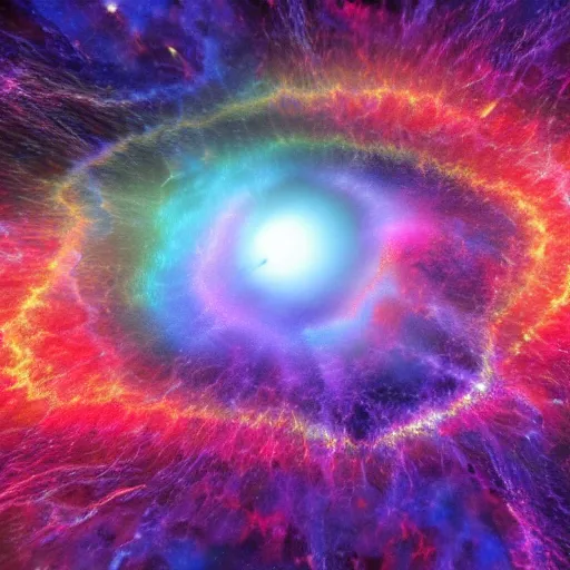 Prompt: a rainbox fractal black hole supernova, concept art, 8 k, hyperrealistic, hyperdetailed, perfect, hdr