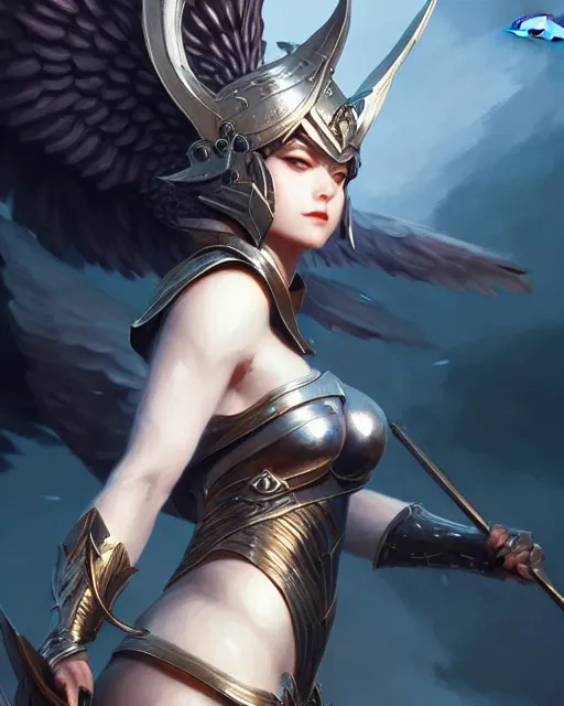Prompt: 3 / 4 view of a valkyrie, pixie character, genshin impact, fantasy magic, dark light night, intricate, elegant, sharp focus, illustration, highly detailed, concept art, matte, art by wlop and artgerm and greg rutkowski, anime, trending on artstation