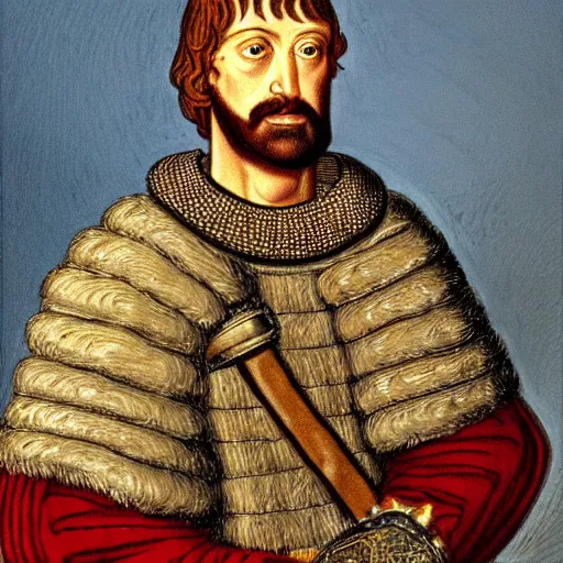 Image similar to portrait of king richard the lionheart, by ed emswhiller